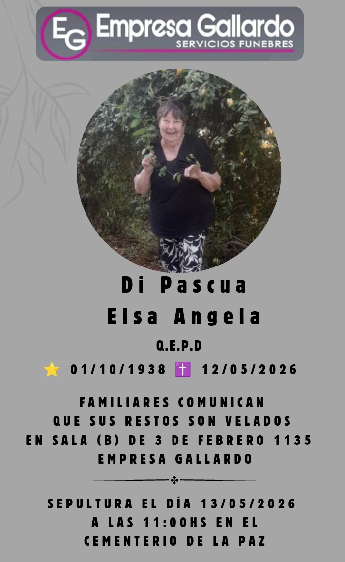 Fallecio  la Sra Di Pascua Elsa Angelica
