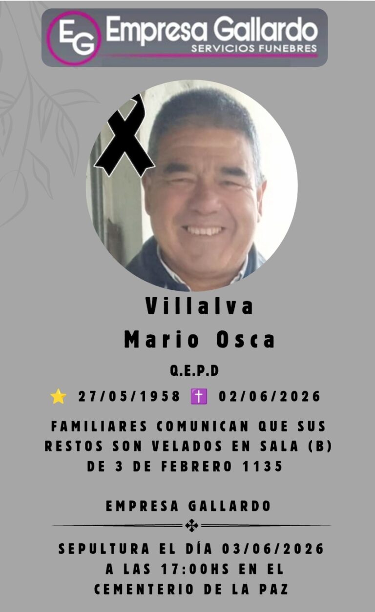 fallecio en la  ciudad  de la paz Villalva  Mario  Oscar