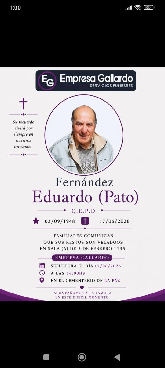 fallecio  Fernandez  Eduardo  PATO