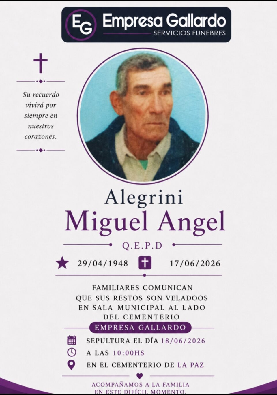 Fallecio  Miguel Angel Alegrini