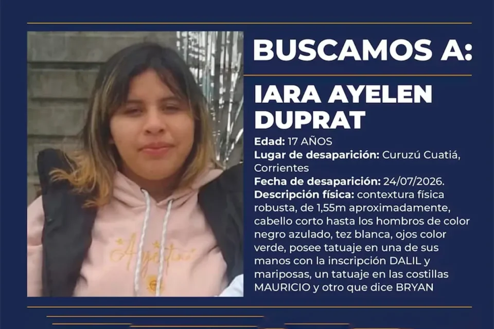 Activan la Alerta Sofía para hallar a Iara Ayelén Duprat: la adolescente correntina desaparecida que podría haber viajado hacia Entre Ríos moviliza a Nación y fuerzas de seguridad
