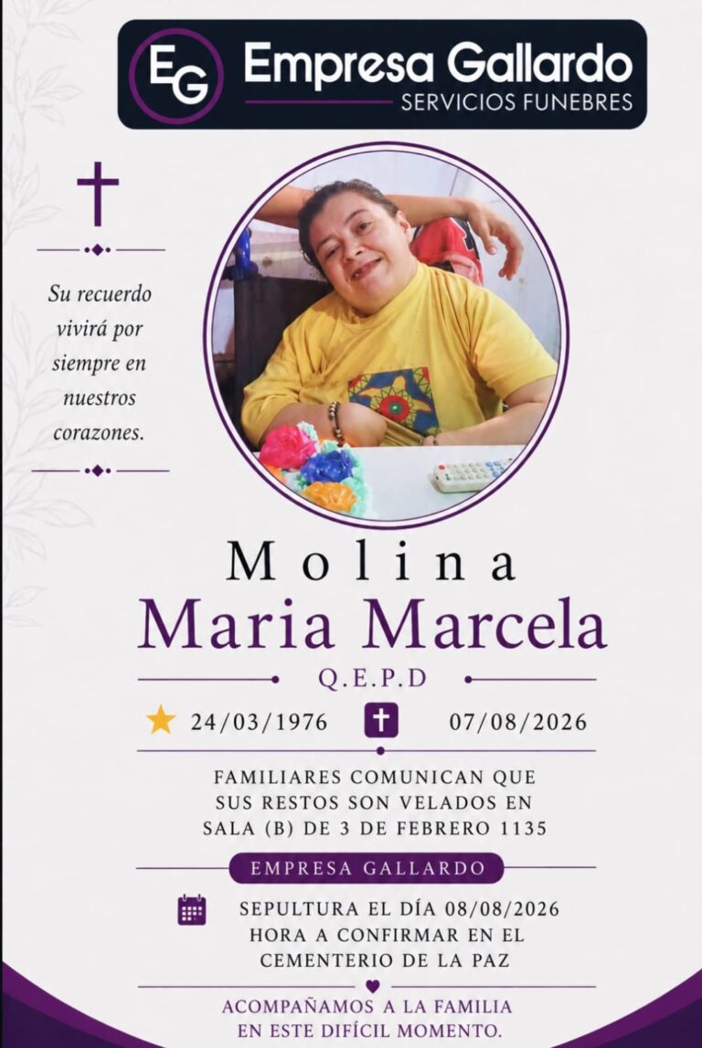 “Molina María Marcela Q.E.P.D.”