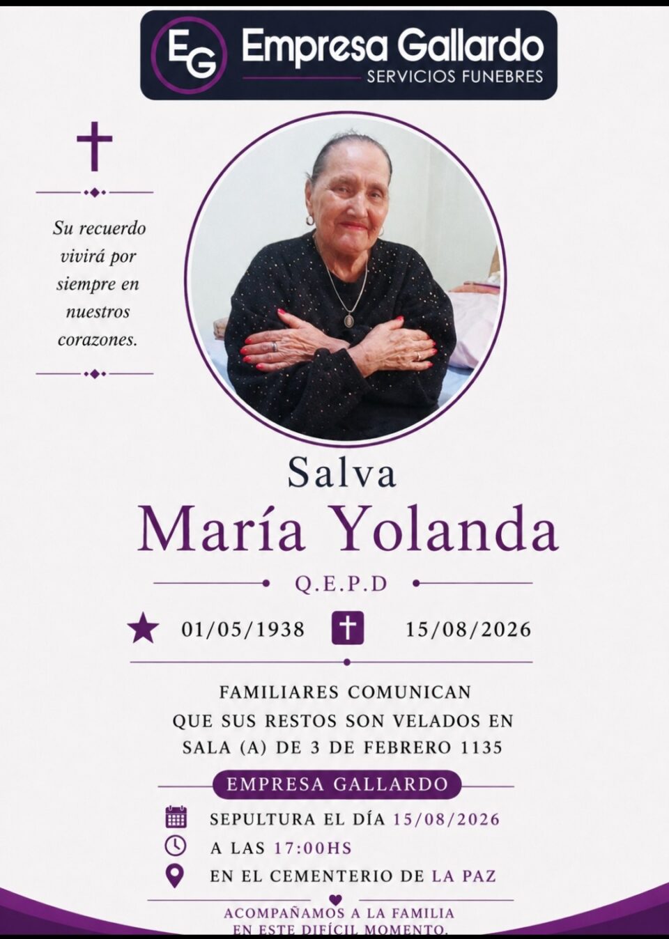 Fallecio  Salva Maria  Yolanda