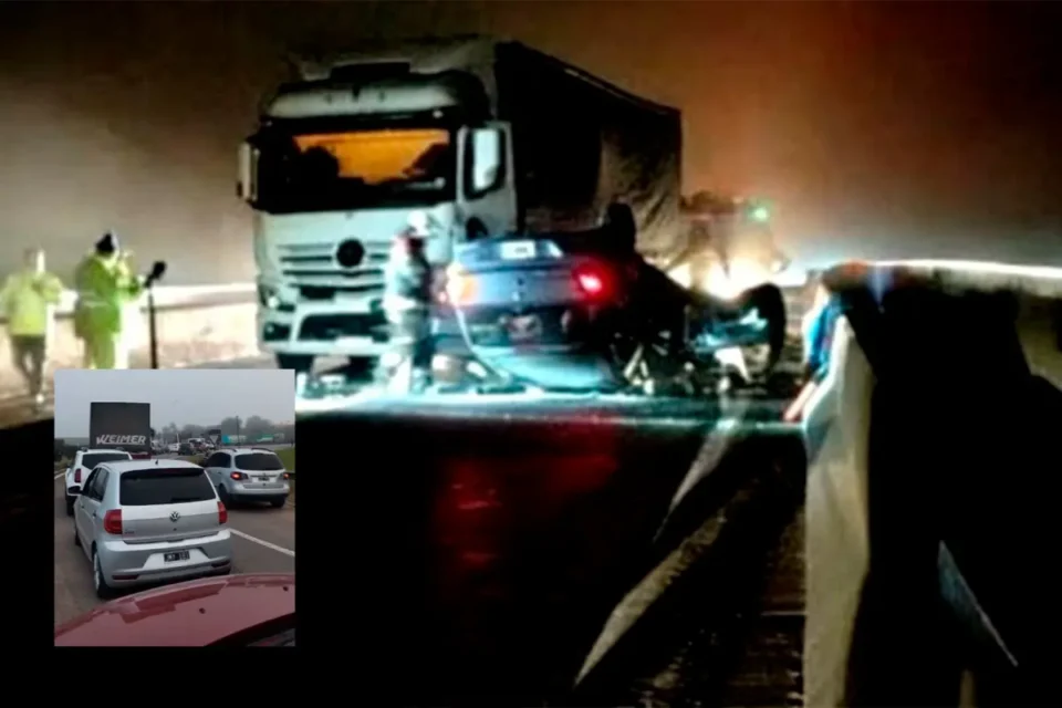 Choque frontal entre un camión y un auto en el puente Victoria – Rosario: tránsito totalmente interrumpido y largas filas en la rotonda de las Siete Colinas