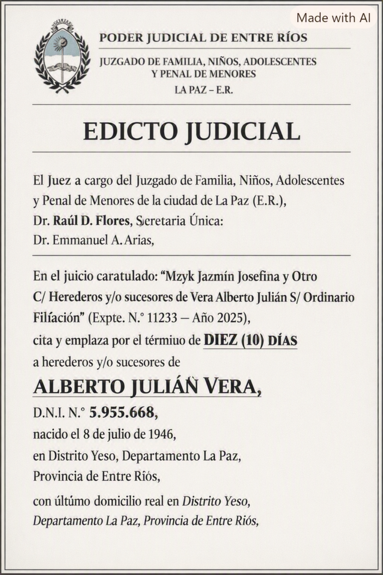 JUZGADO DE FAMILIA. NIÑOS. ADOLESCENTES Y PENAL DE PAZ- EDICTO 