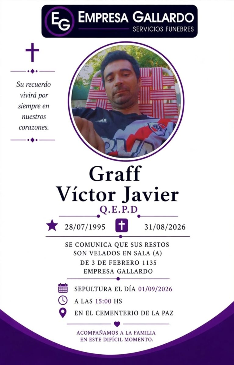 Con profundo pesar se comunica el fallecimiento de Víctor Javier Graff.
