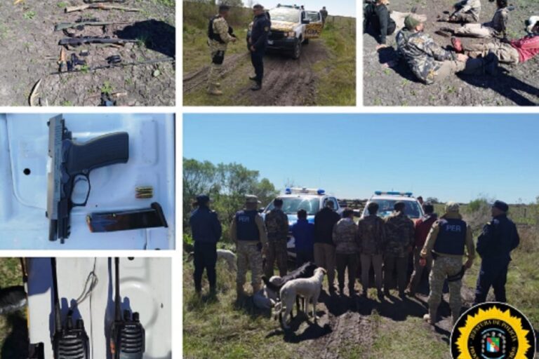 “Operativo en la zona rural de Alcaraz: identificaron a siete hombres y secuestraron siete armas de fuego tras denuncias de detonaciones en un campo”