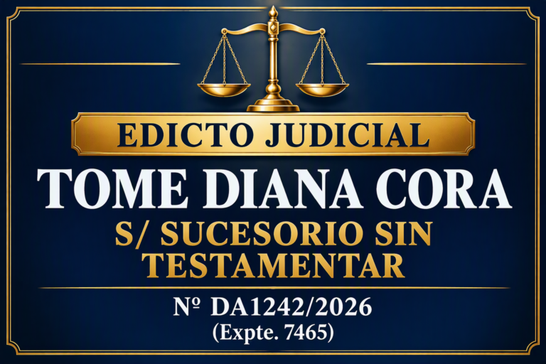 EDICTO El Señor Juez a cargo del Juzgado Civil, Comercial y Laboral N° 1 de la Ciudad de La Paz, Provincia de Entre Ríos, Secretaría a mi cargo, en el expediente caratulado "TOME DIANA CORA S/ SUCESORIO