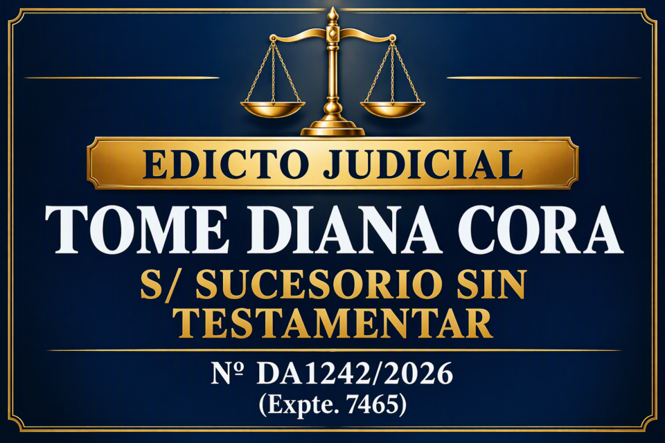 EDICTO El Señor Juez a cargo del Juzgado Civil, Comercial y Laboral N° 1 de la Ciudad de La Paz, Provincia de Entre Ríos, Secretaría a mi cargo, en el expediente caratulado «TOME DIANA CORA S/ SUCESORIO