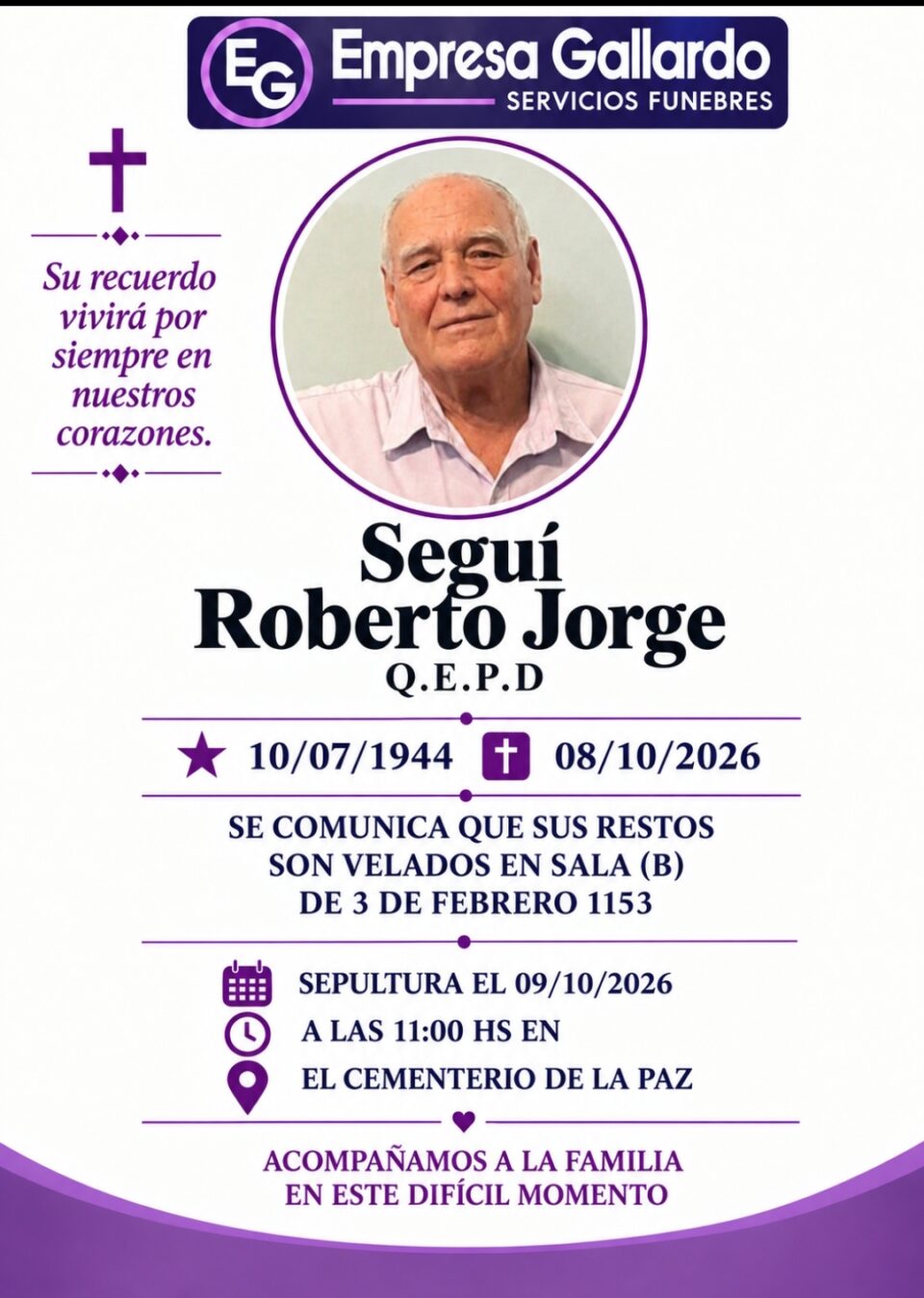 Fallecio Roberto Jorge Segui